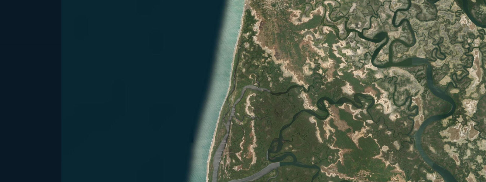 Satellite view of the coast near Kafountine