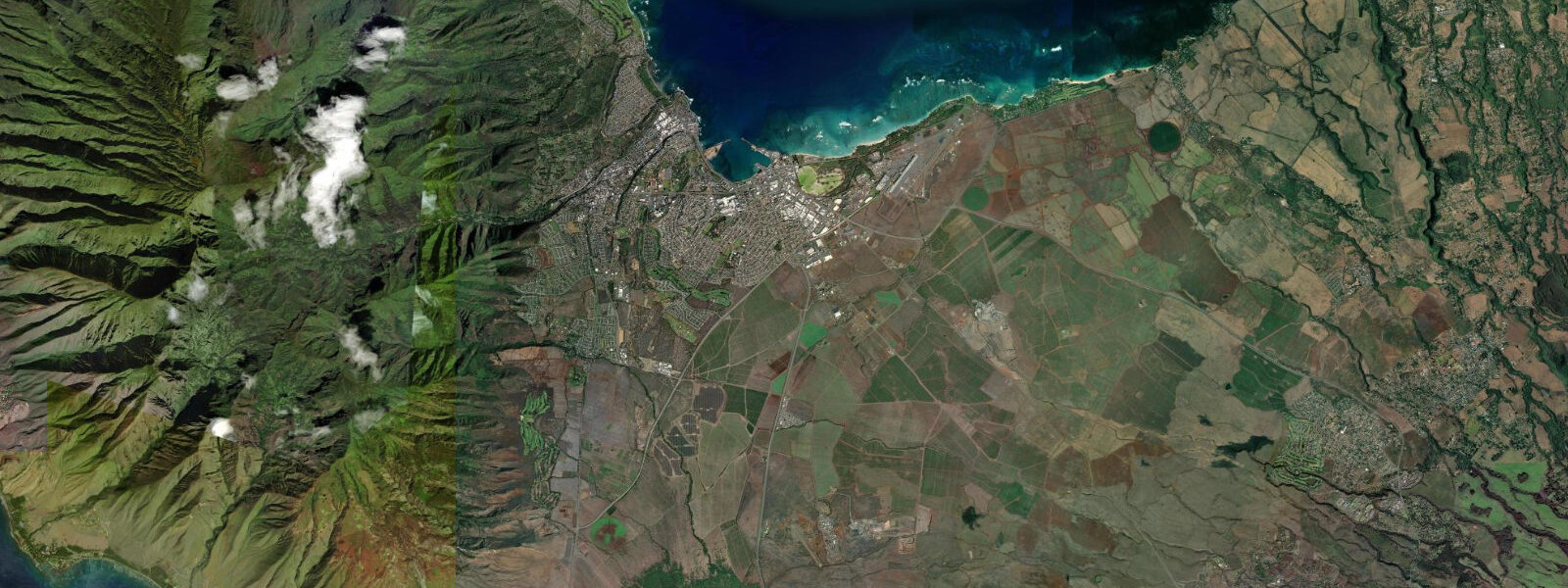 Satellite view of the coast near Kahului
