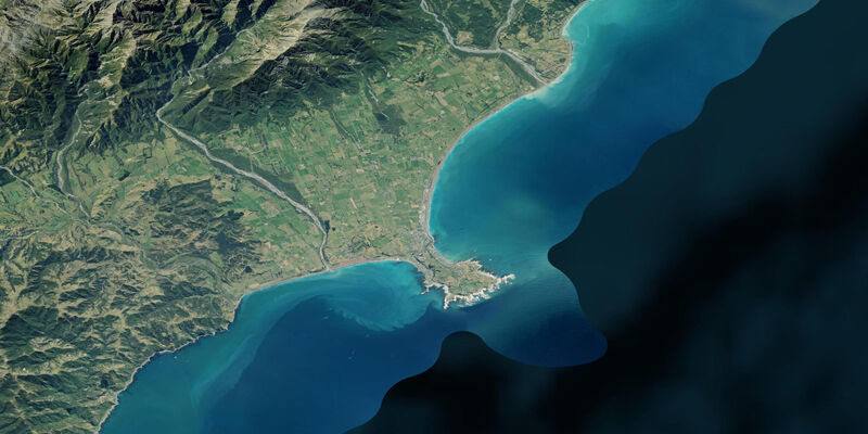 Satellite view of the coast near Kaikōura