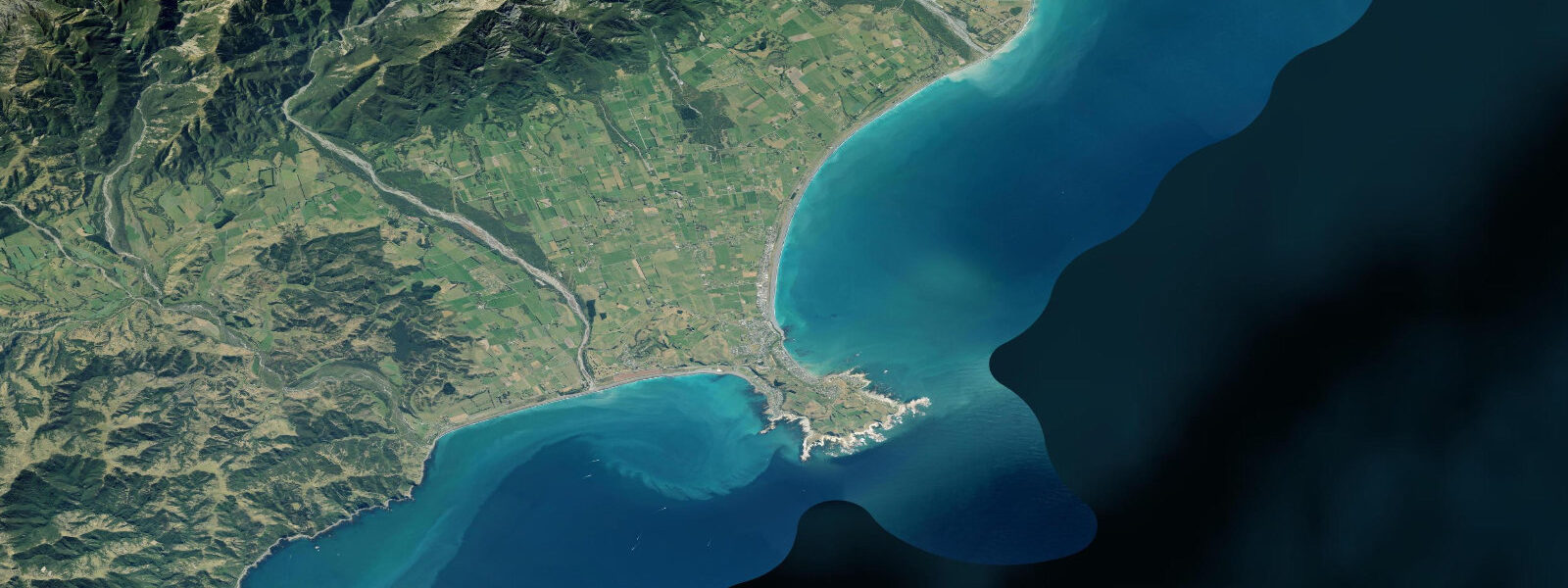 Satellite view of the coast near Kaikōura