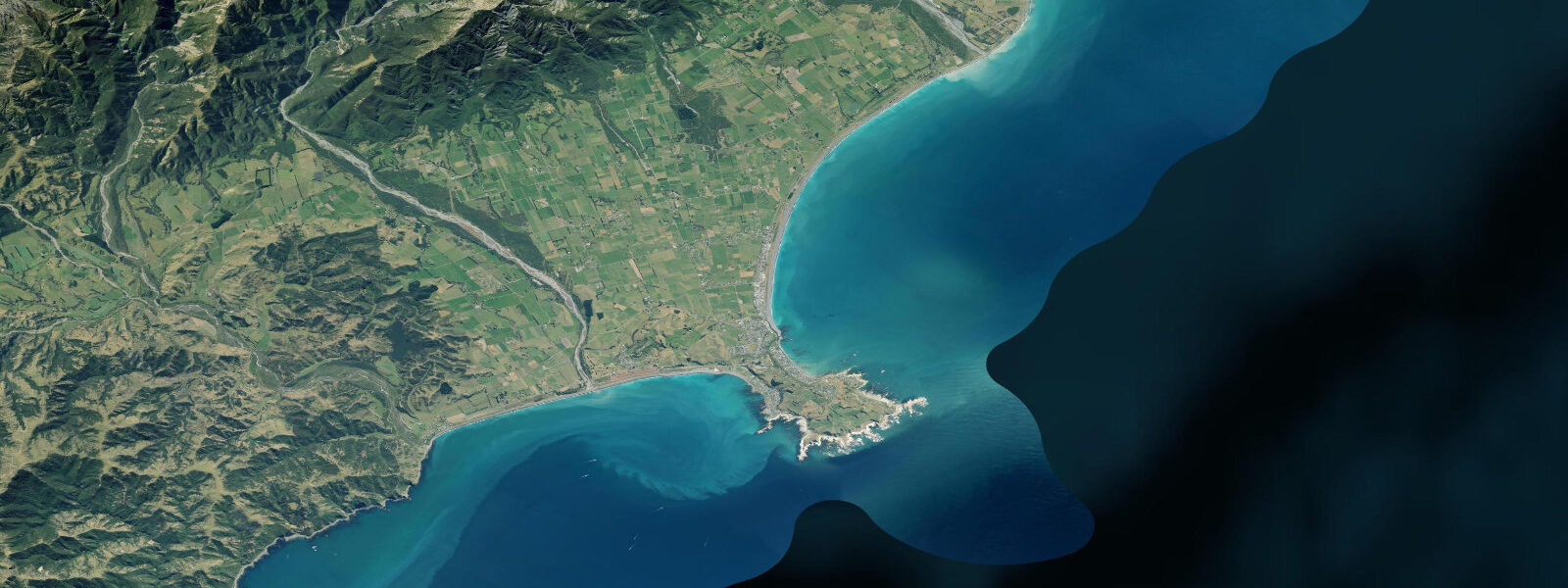 Satellite view of the coast near Kaikōura