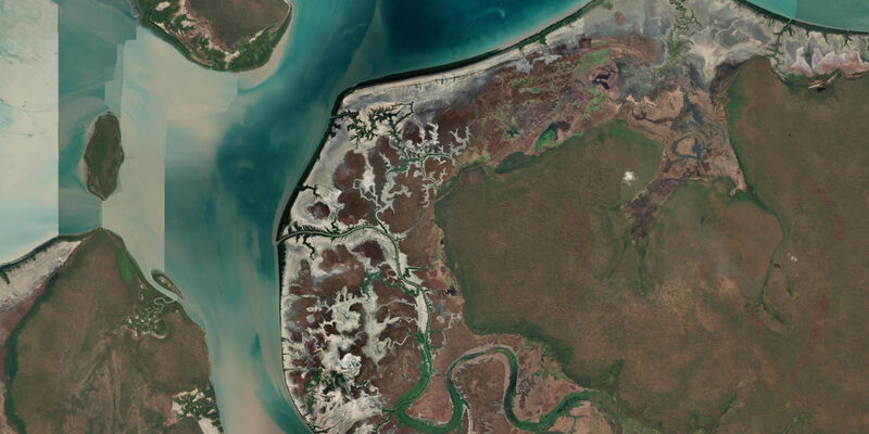 Satellite view of the coast near Kakadu Coast