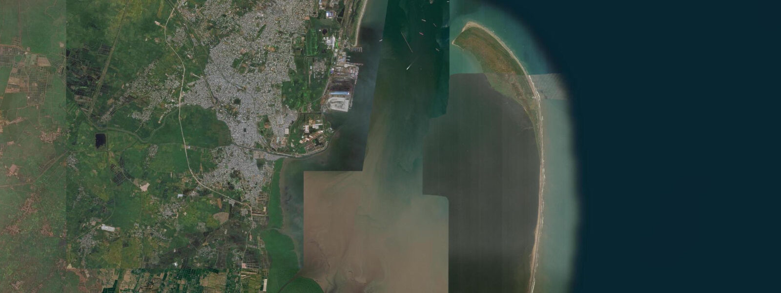 Satellite view of the coast near Kakinada, Andhra Pradesh