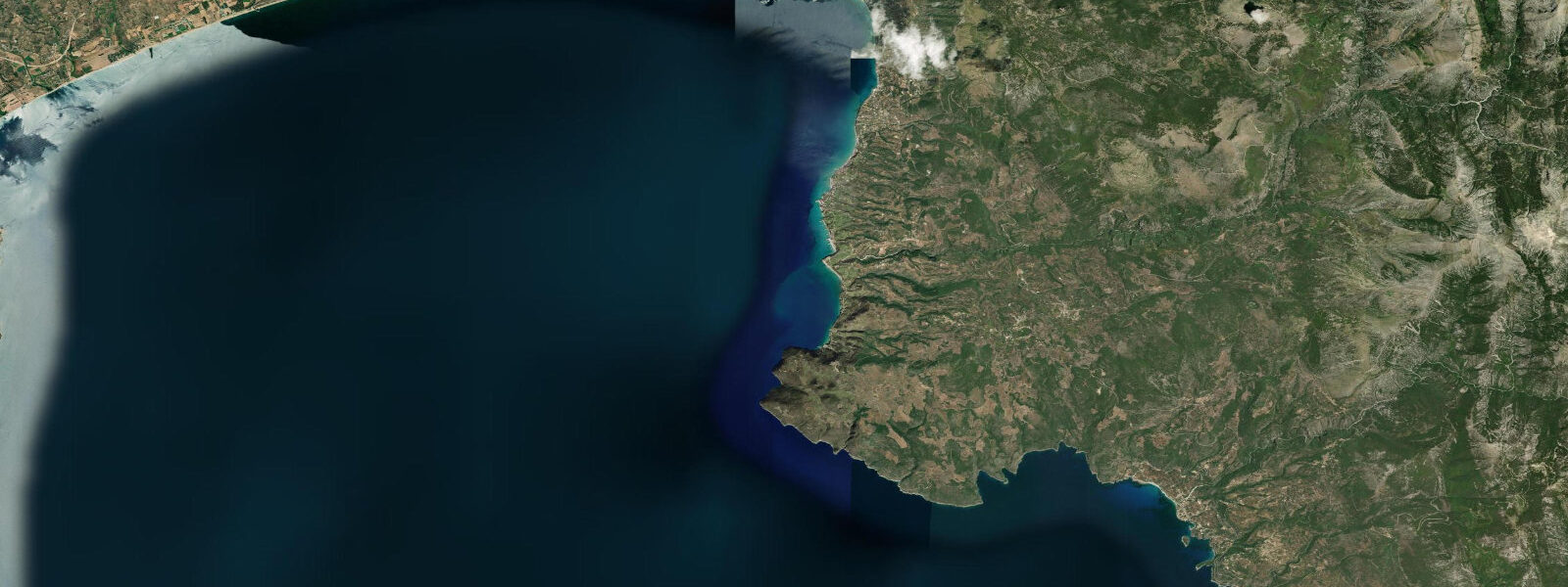 Satellite view of the coast near Kalamata