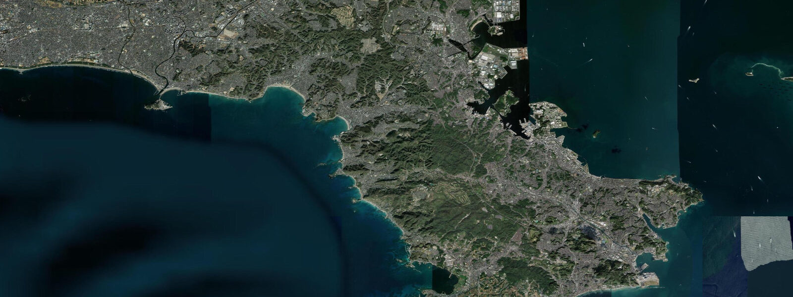 Satellite view of the coast near Kamakura