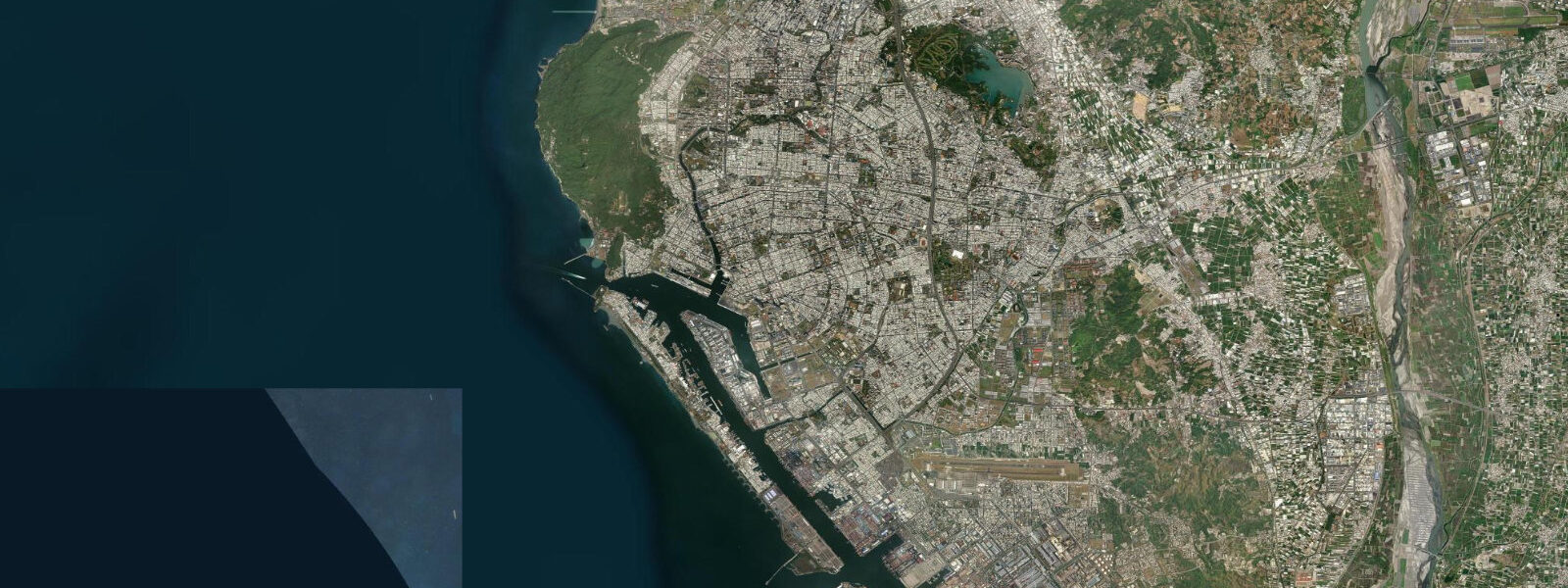 Satellite view of the coast near Kaohsiung