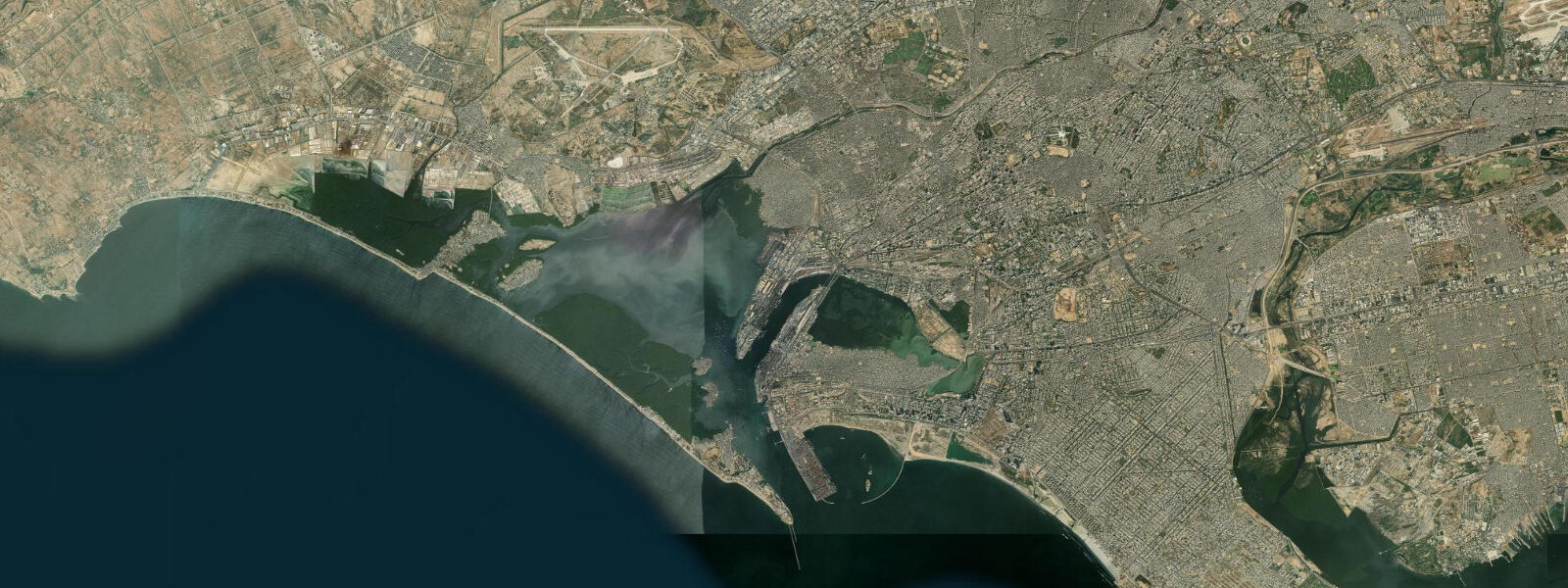 Satellite view of the coast near Karachi