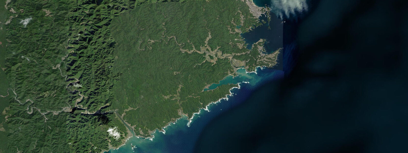 Satellite view of the coast near Katsuura