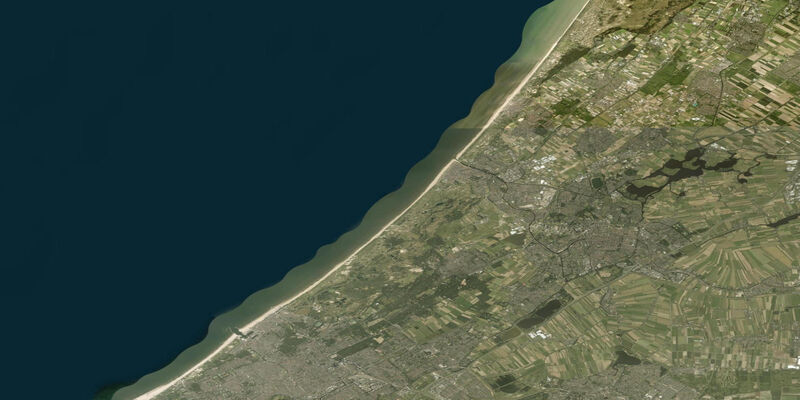 Satellite view of the coast near Katwijk, South Holland