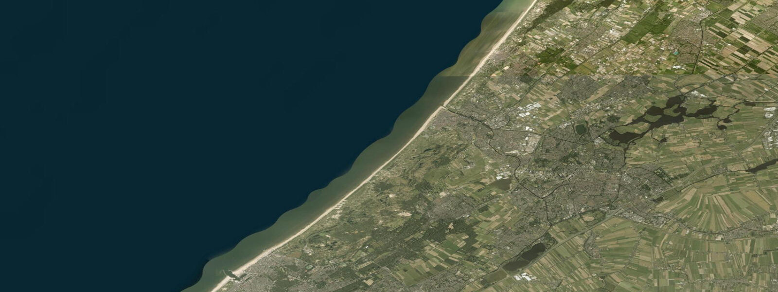 Satellite view of the coast near Katwijk, South Holland