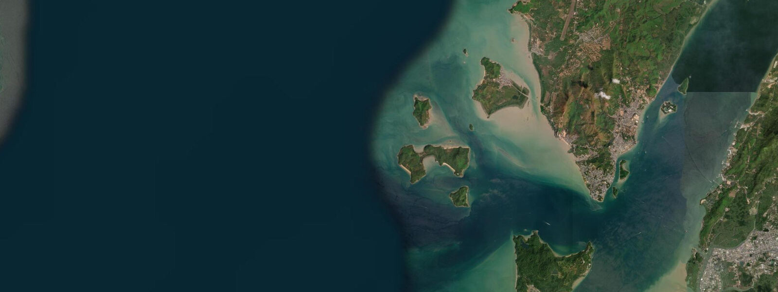 Satellite view of the coast near Kawthaung