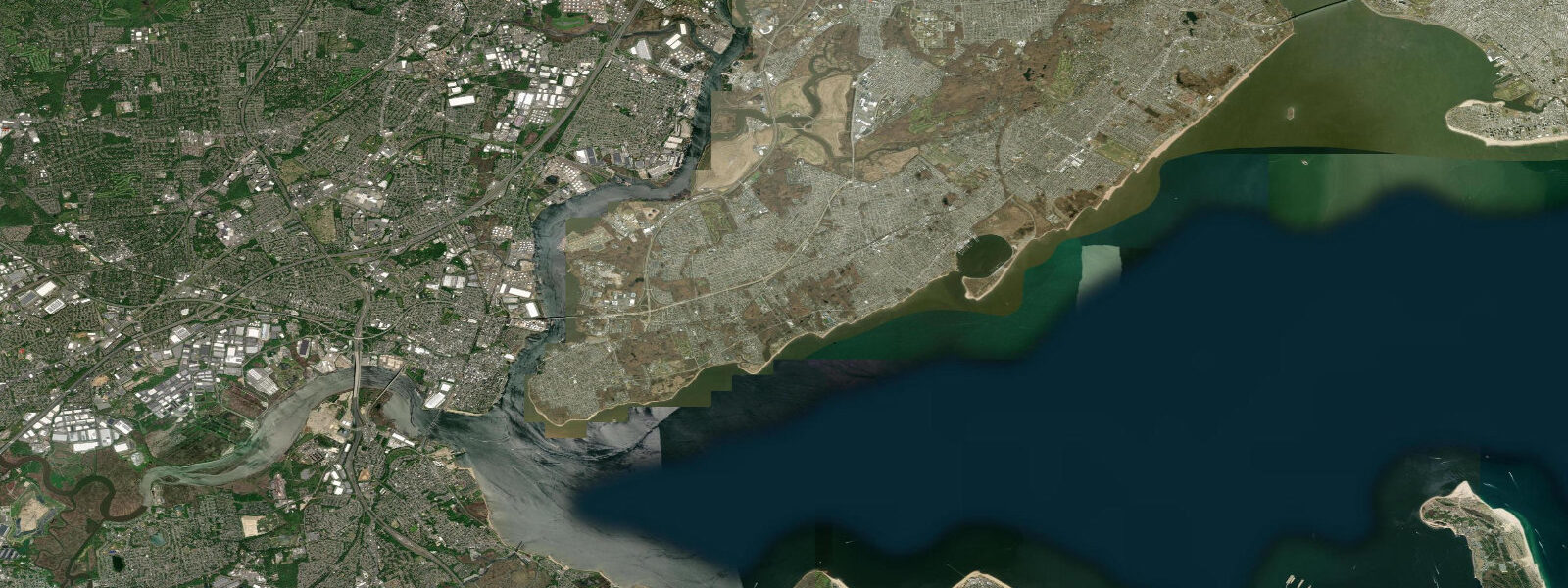 Satellite view of the coast near Keasbey