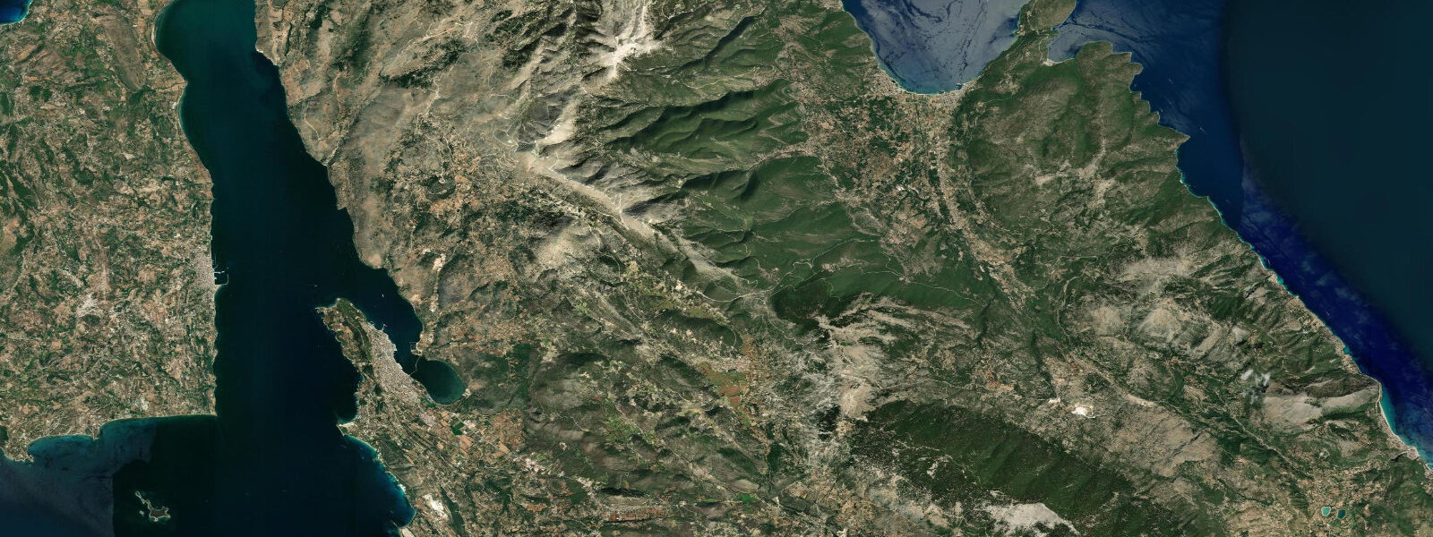 Satellite view of the coast near Kefalonia (Argostóli)