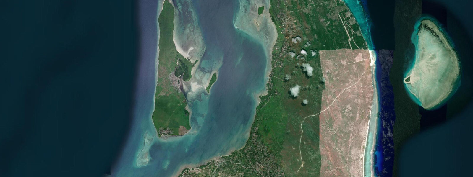 Satellite view of the coast near Kendwa