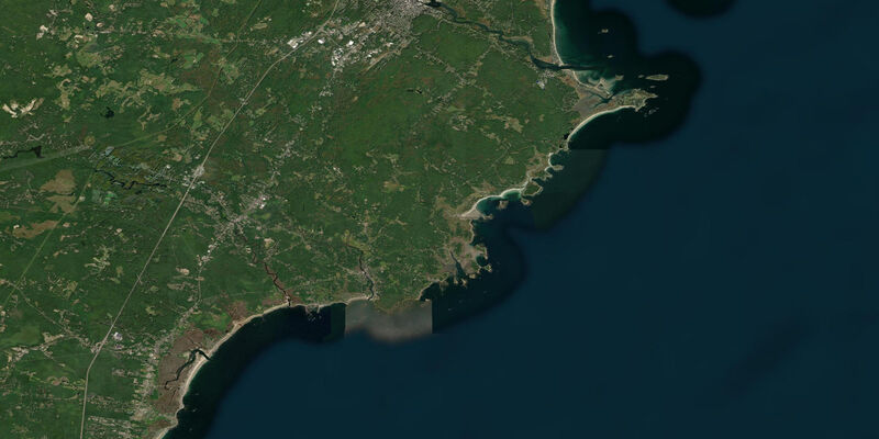 Satellite view of the coast near Kennebunkport, ME
