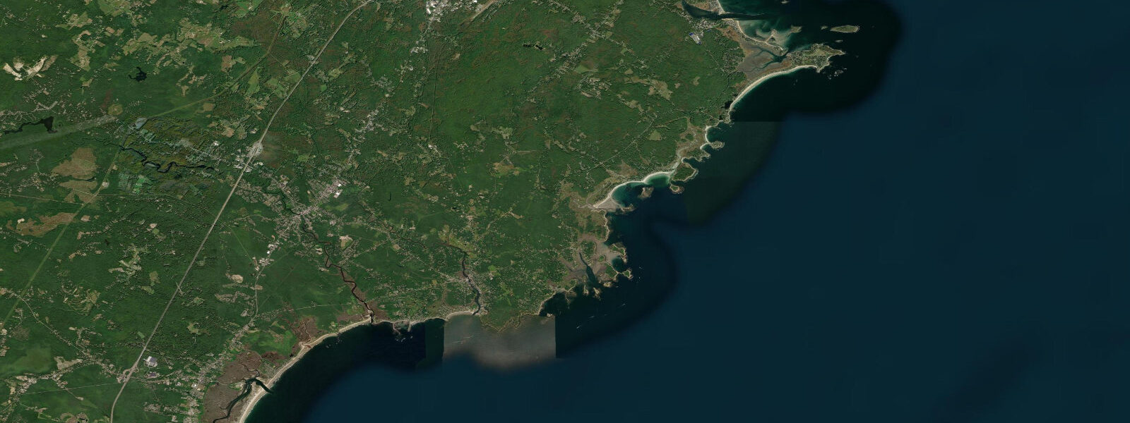 Satellite view of the coast near Kennebunkport, ME