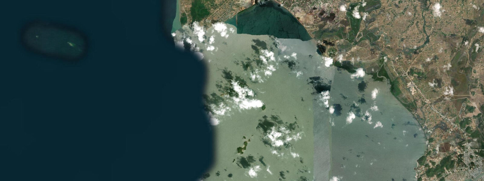 Satellite view of the coast near Kep, Cambodia