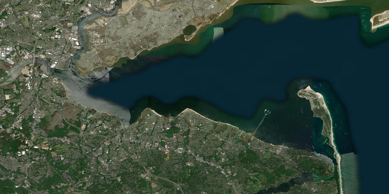 Satellite view of the coast near Keyport