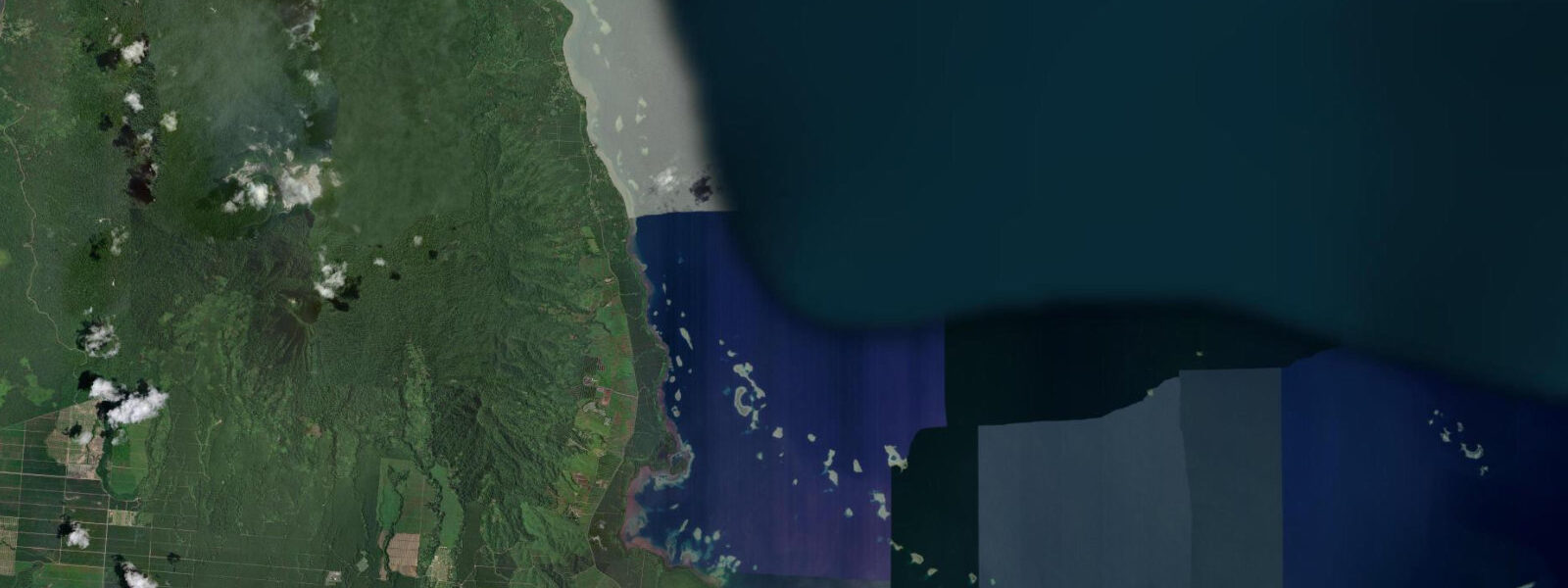 Satellite view of the coast near Kimbe, West New Britain