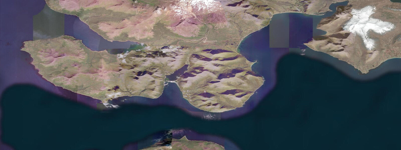 Satellite view of the coast near King Cove
