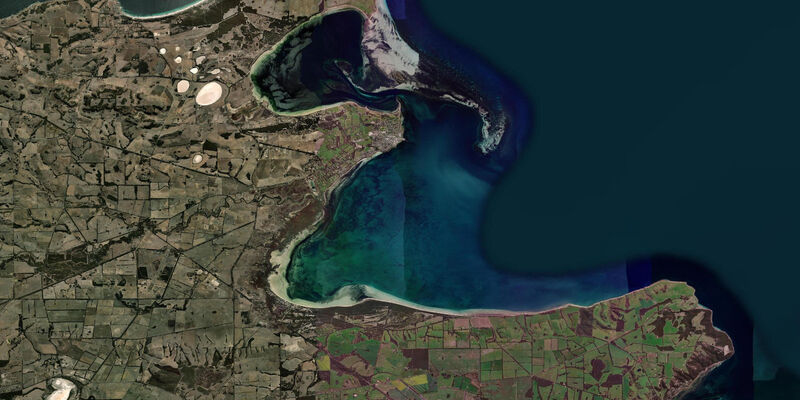 Satellite view of the coast near Kingscote