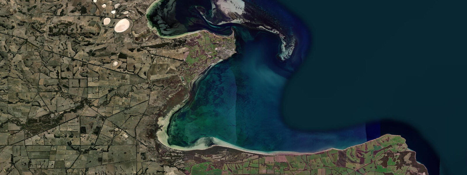 Satellite view of the coast near Kingscote