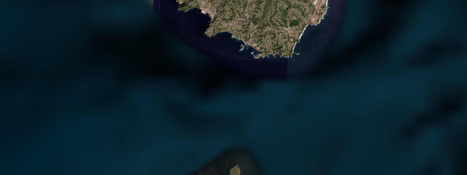 Satellite view of the coast near Kingstown, Saint Vincent