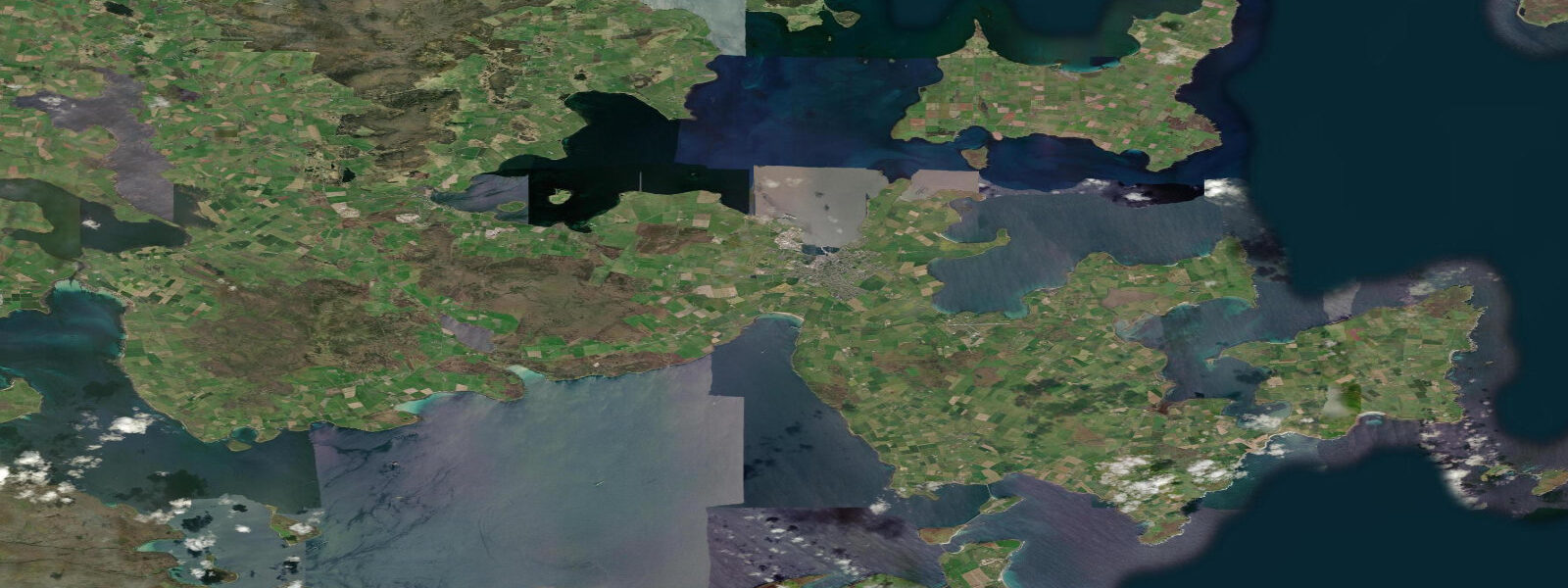 Satellite view of the coast near Kirkwall