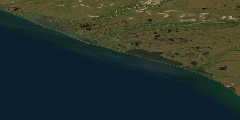 Satellite view of the coast near Kivalina