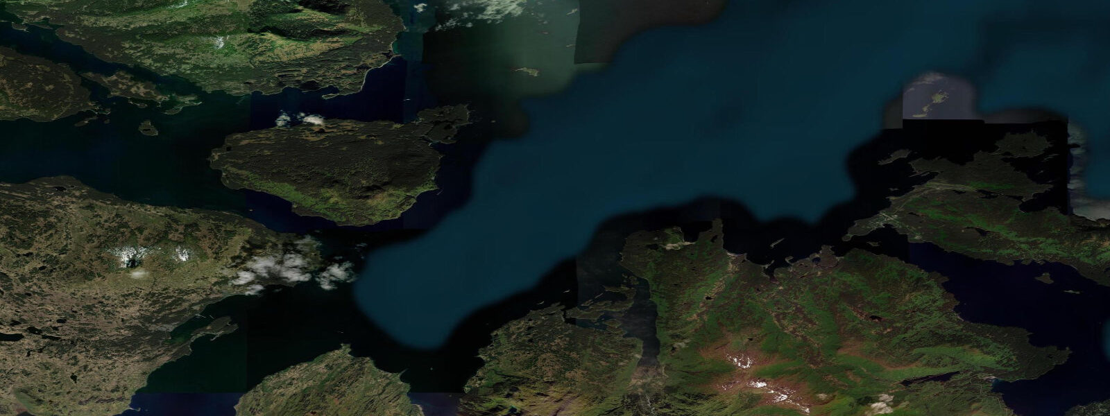 Satellite view of the coast near Kizhuyak Point