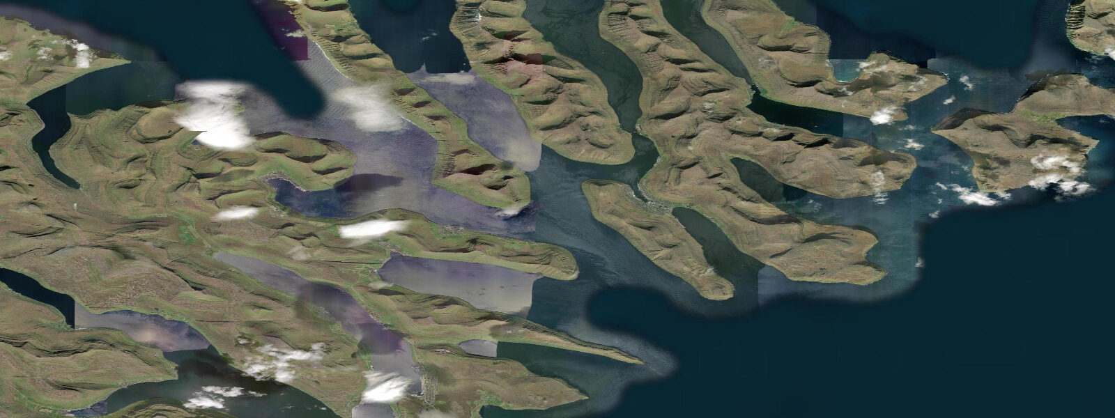 Satellite view of the coast near Klaksvík, Faroe Islands