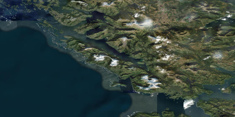 Satellite view of the coast near Klokachef Island