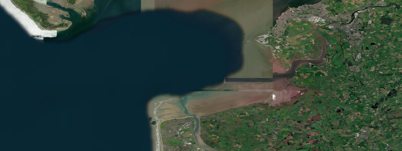 Satellite view of the coast near Knott End-on-Sea