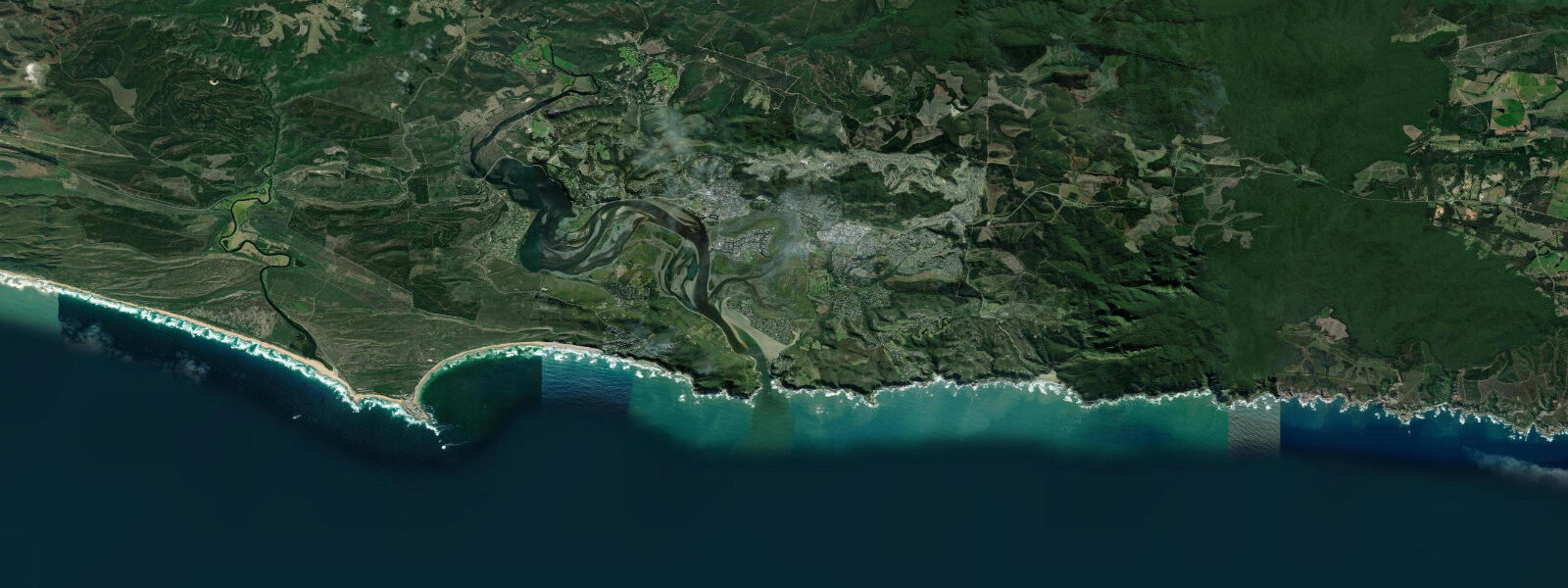 Satellite view of the coast near Knysna
