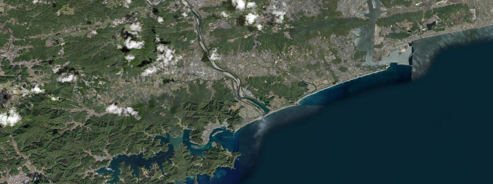 Satellite view of the coast near Kōchi