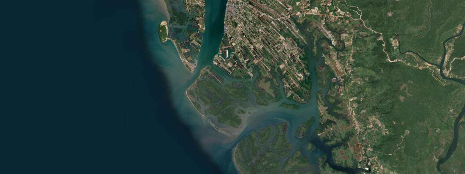 Satellite view of the coast near Koh Kong