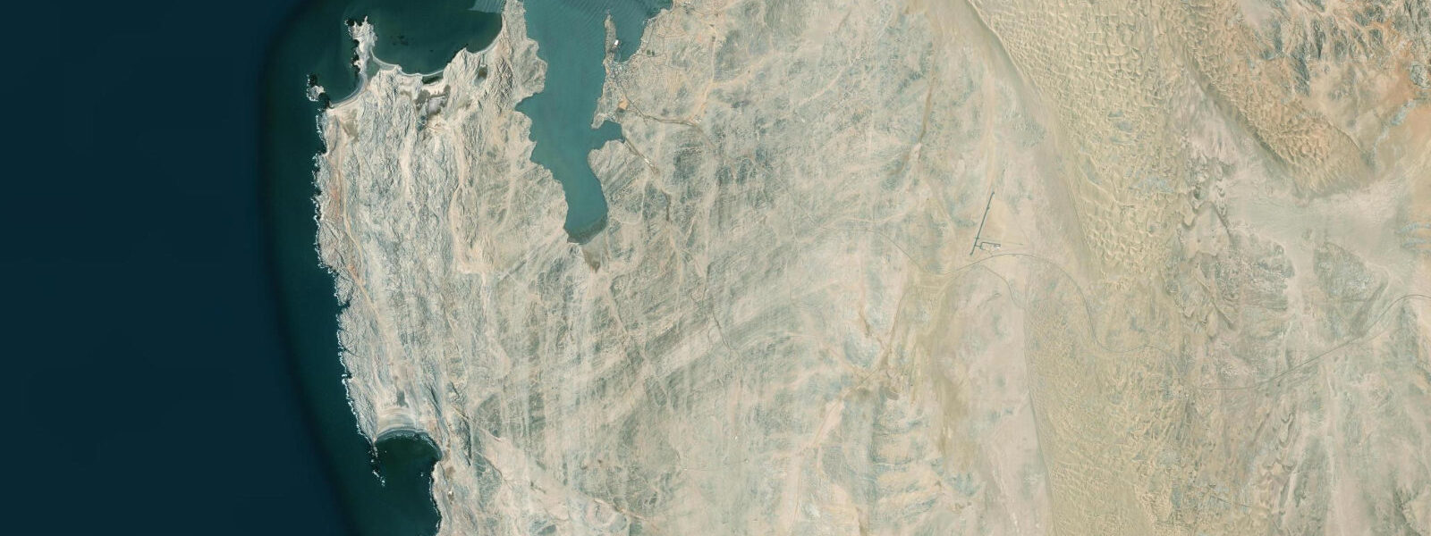 Satellite view of the coast near Kolmanskop