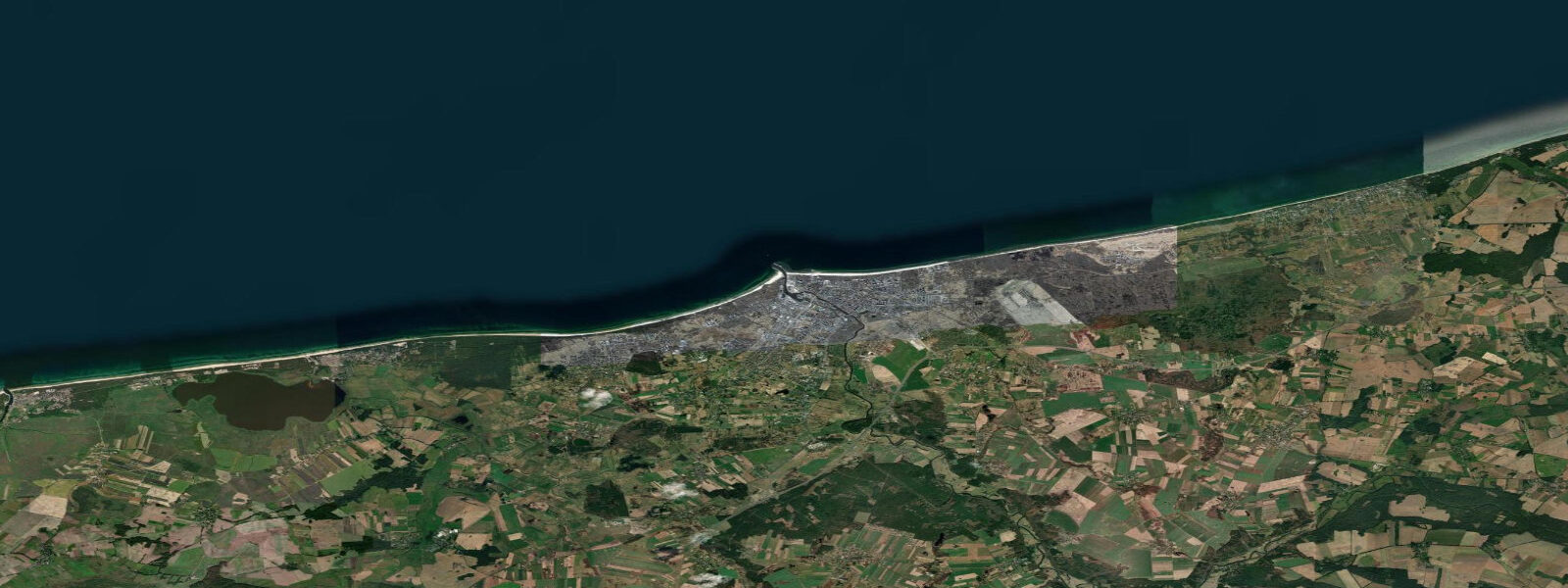 Satellite view of the coast near Kołobrzeg