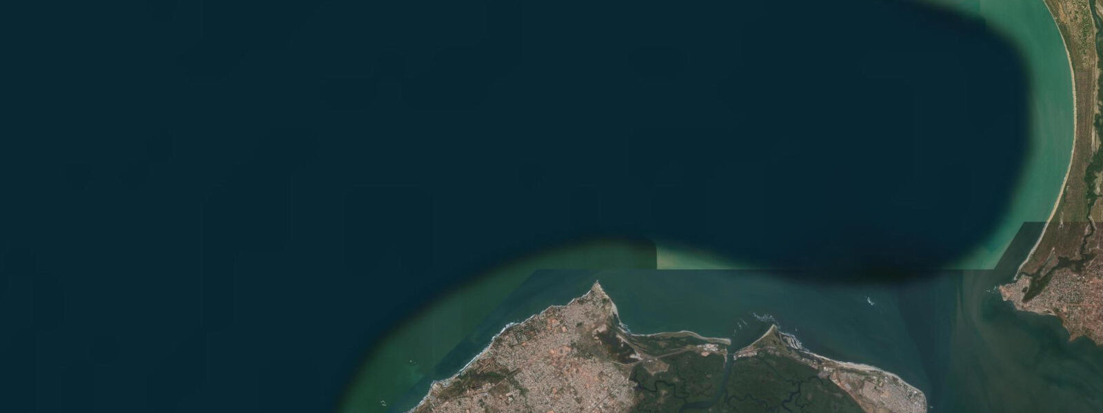 Satellite view of the coast near Kololi