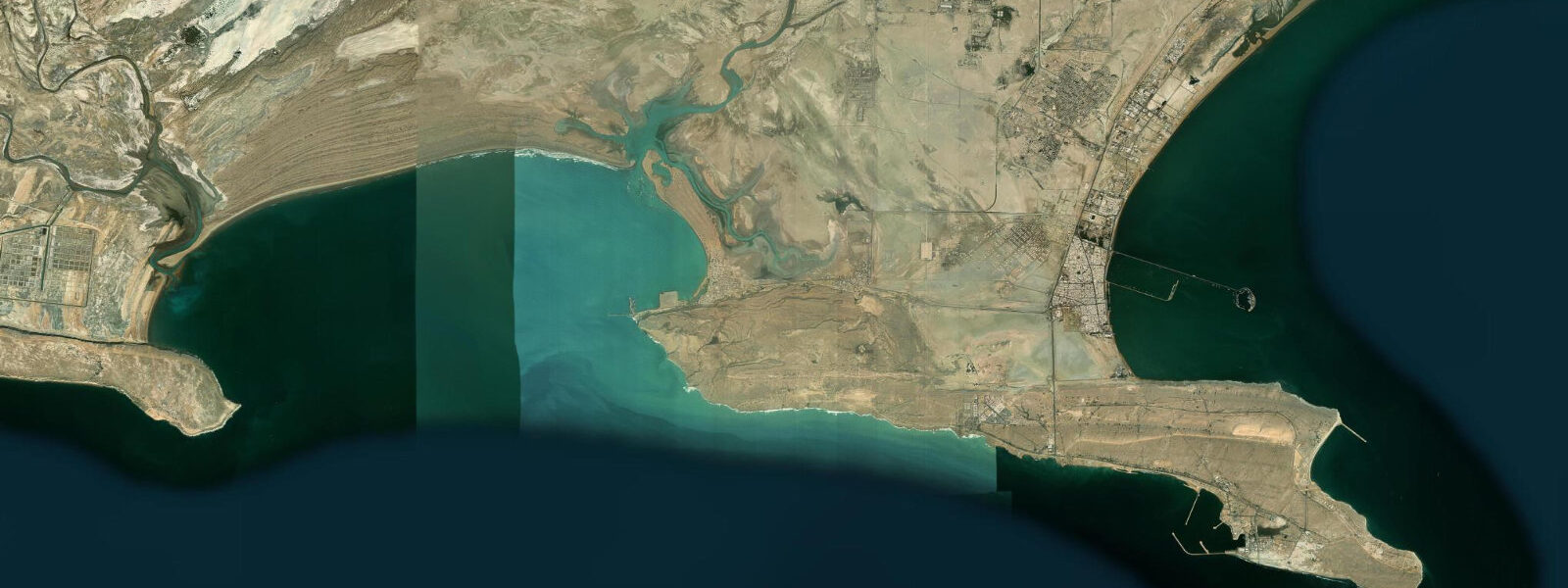 Satellite view of the coast near Konarak