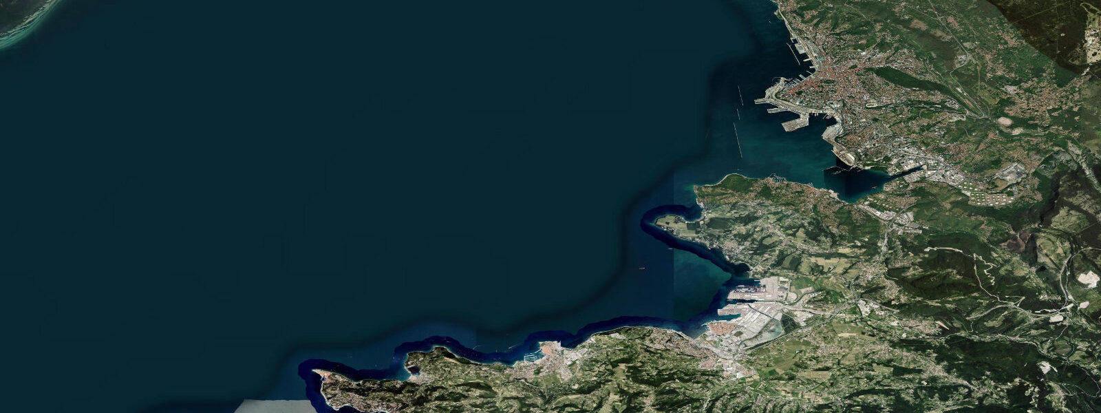 Satellite view of the coast near Koper