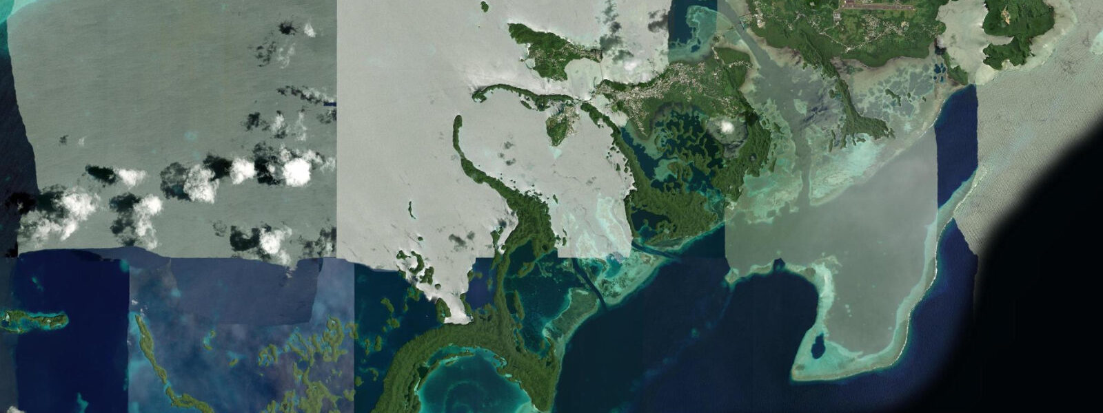 Satellite view of the coast near Koror, Palau