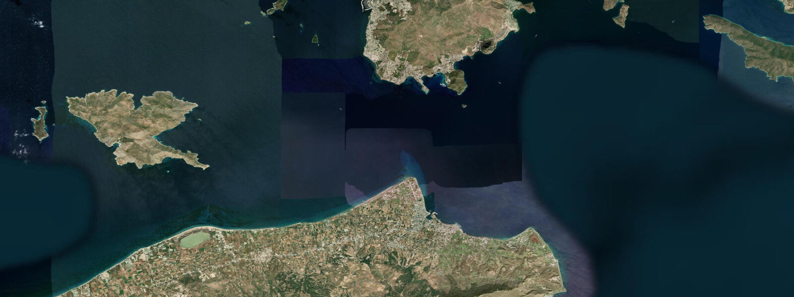 Satellite view of the coast near Kos