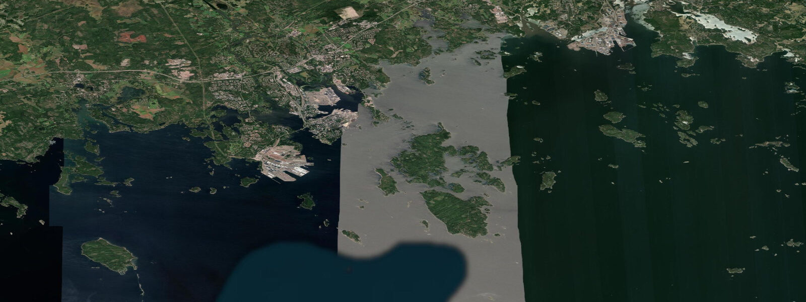 Satellite view of the coast near Kotka
