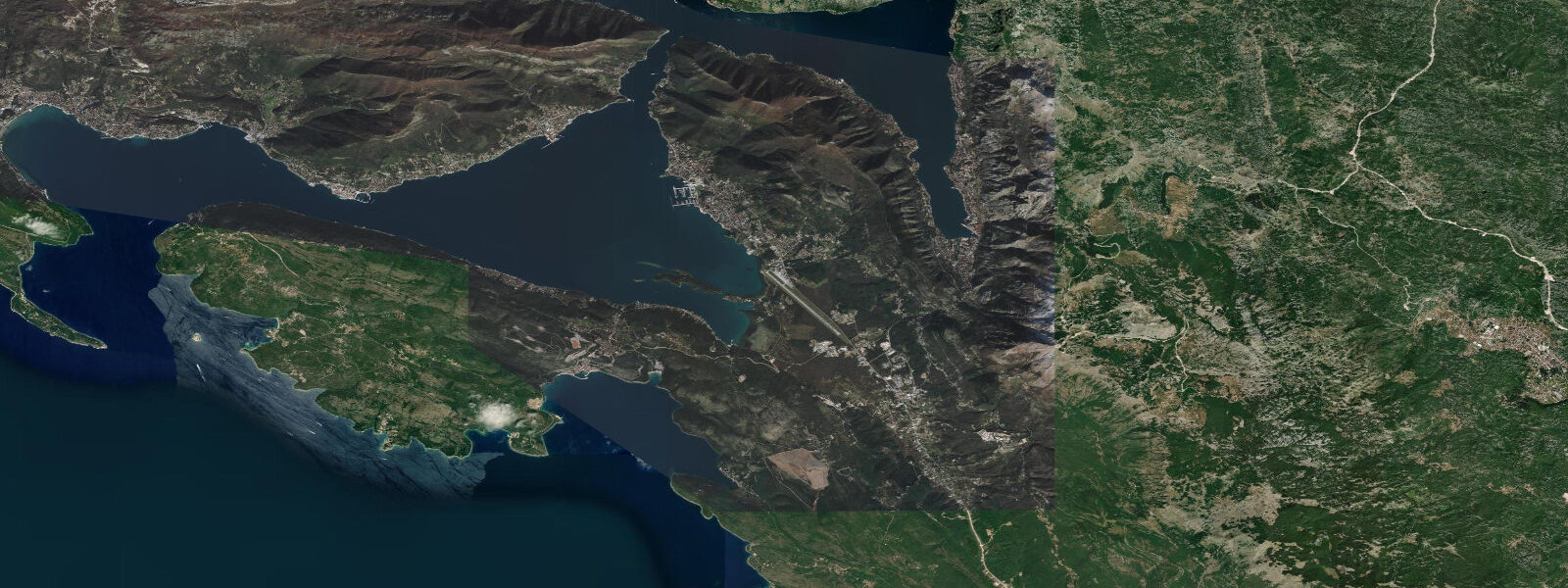 Satellite view of the coast near Kotor