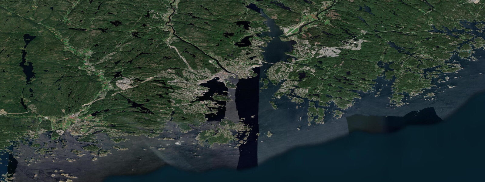 Satellite view of the coast near Kristiansand