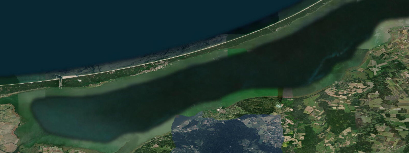 Satellite view of the coast near Krynica Morska