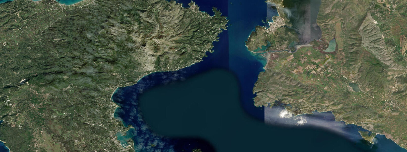 Satellite view of the coast near Ksamil, Sarandë District