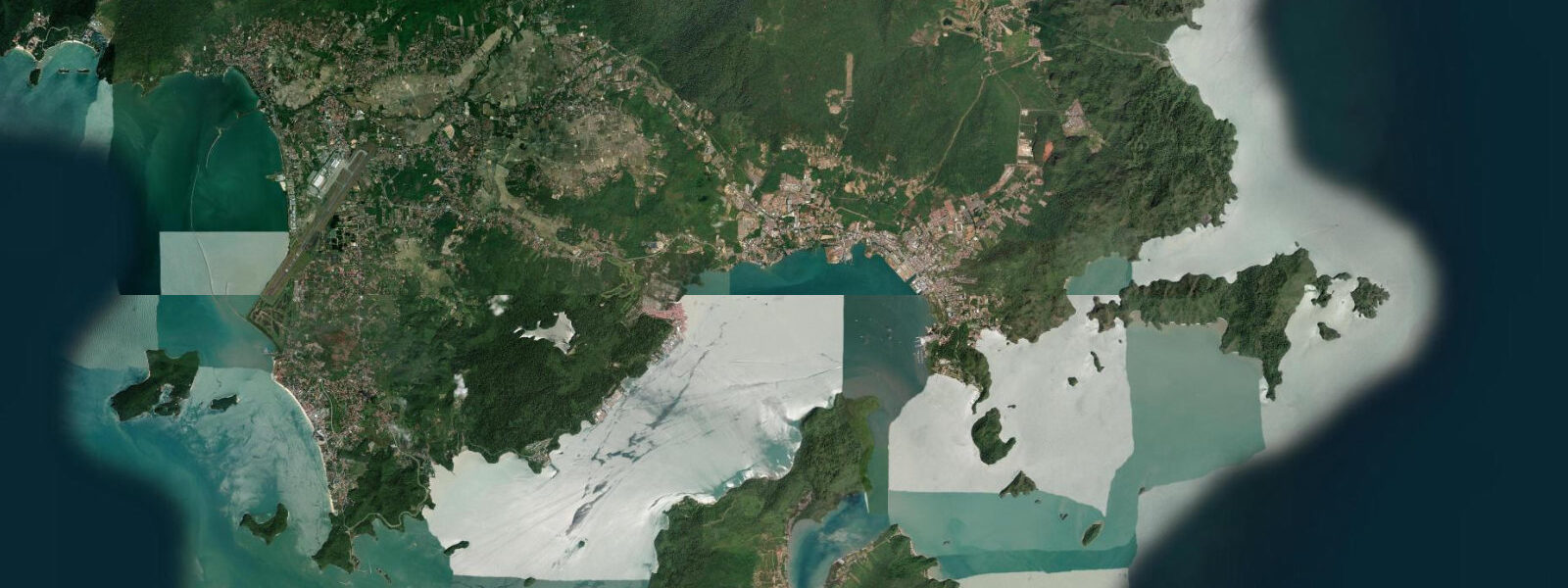 Satellite view of the coast near Kuah, Langkawi, Kedah