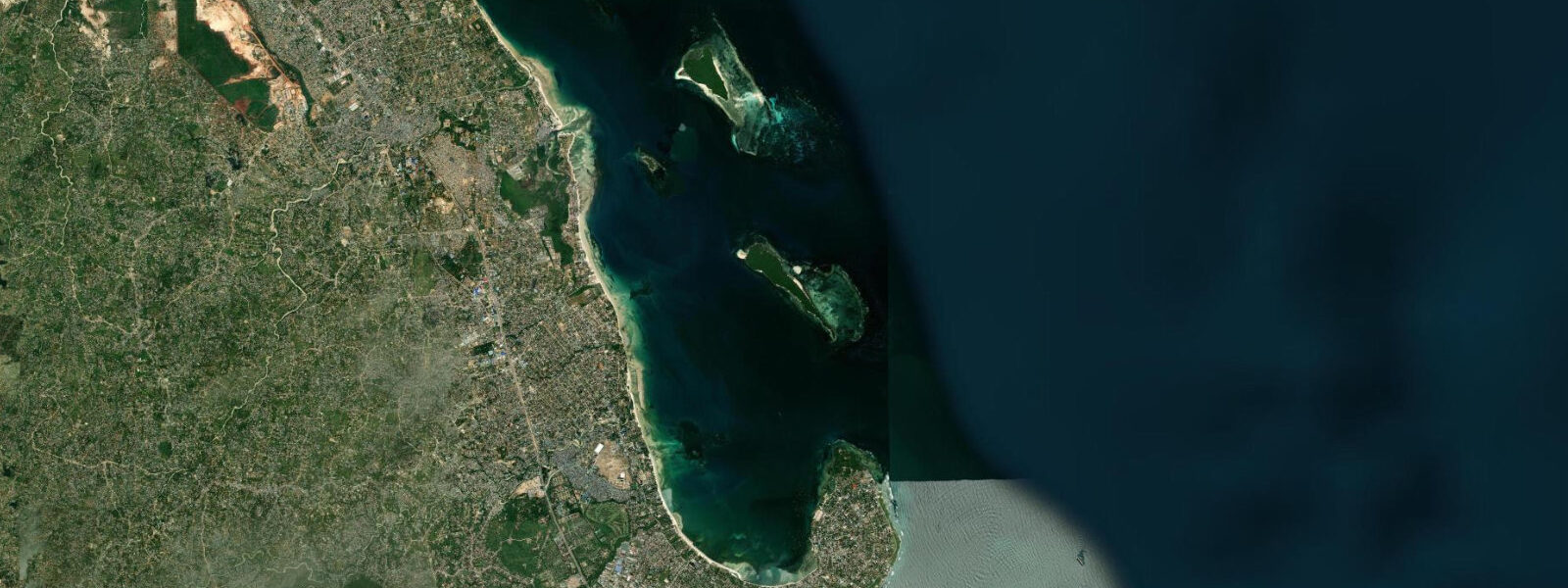 Satellite view of the coast near Kunduchi Beach